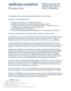 Trustee non performance engagements